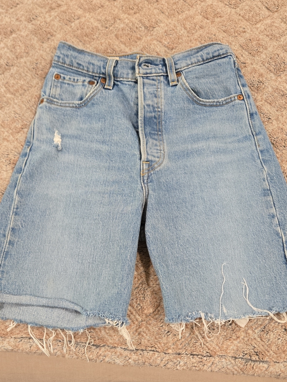 Levi's Light Blue Distressed Denim Shorts